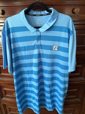 Nike Men’s Light Blue & Royal Blue Striped Dri-FIT Polo UNC Tar Heels